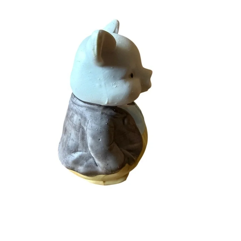 Vintage Fitz & Floyd‎ Pig Figurine Bell Dressed Pig in Vest 4in ceramic farmcore